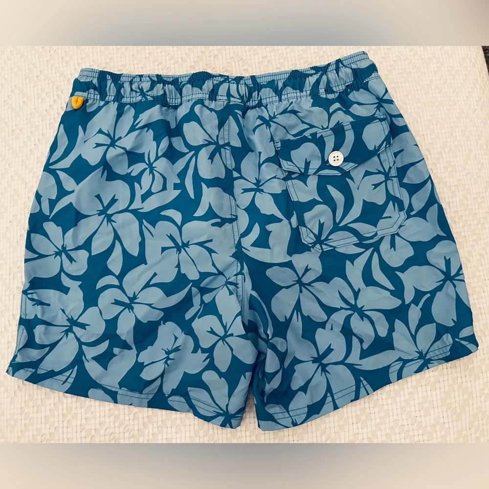 J. Crew Men's Printed Swim Trunk in Blue Size M